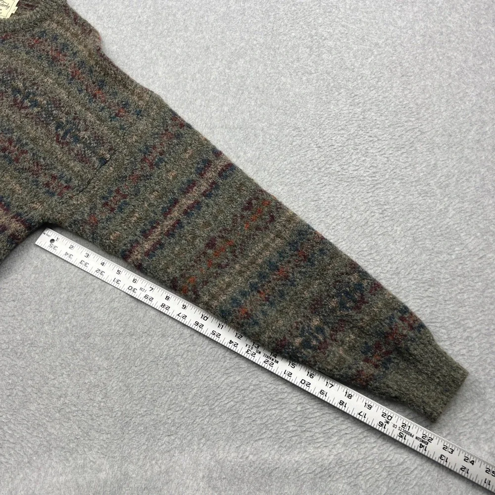 Nor' Easterly Sweater Mens XL Gray Fair Isle Wool Crewneck Made in Scotland
